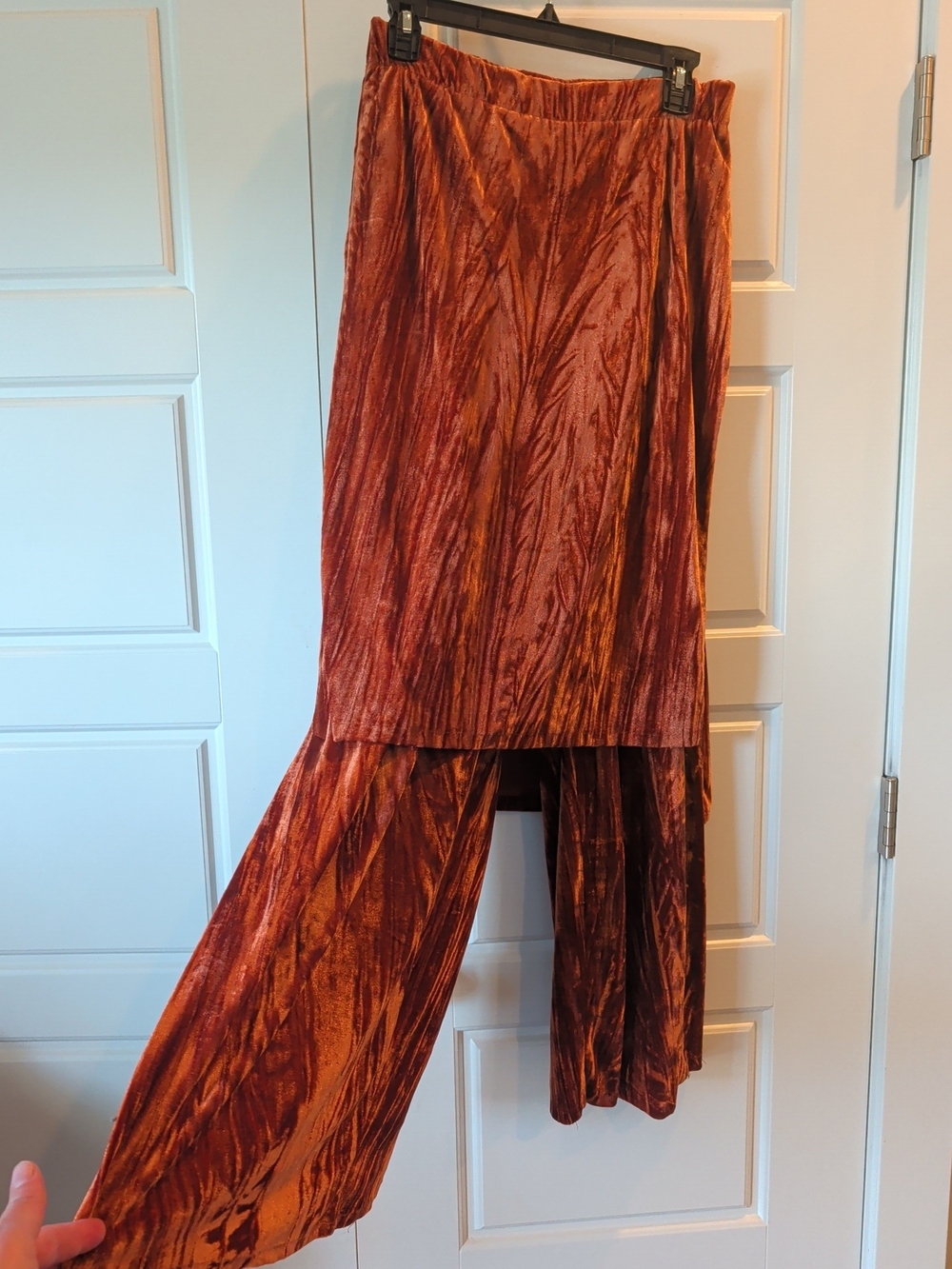 ZARA Copper Crushed Velvet Skirt Over Pants Combo Overlay Set Size